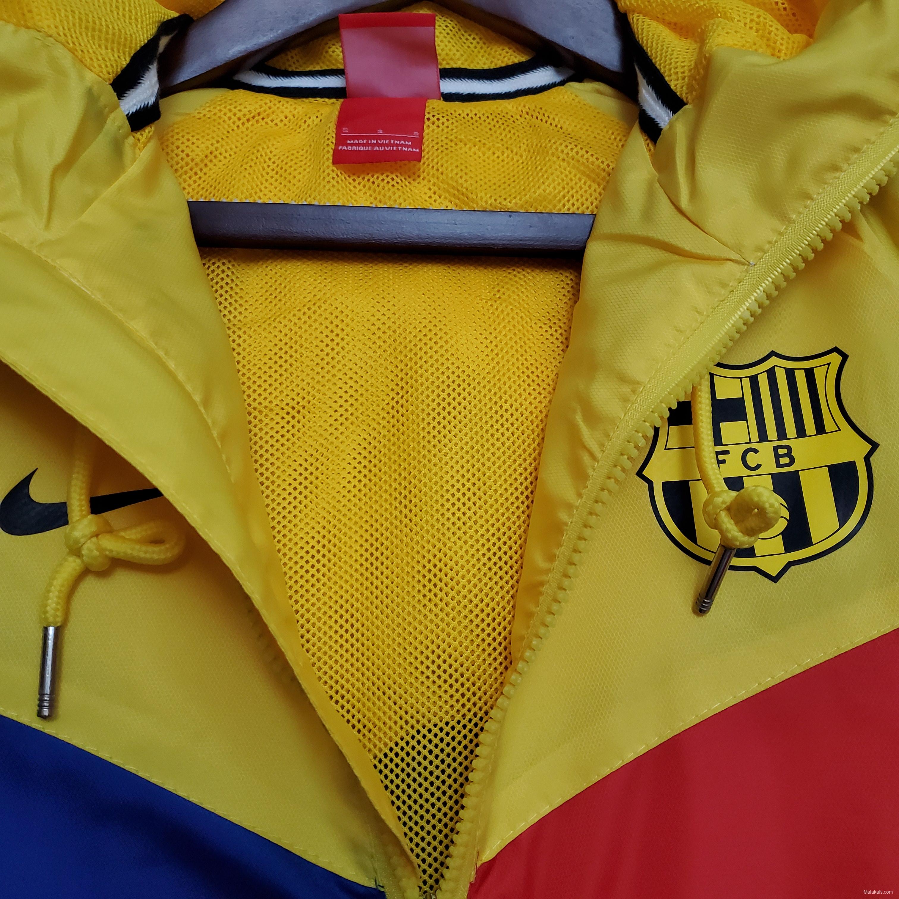 Barcelona classic style Windbreaker Soccer Jersey Blue - Red - Yellow