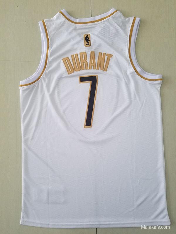 Kevin Durant 7 White Golden Edition Jersey