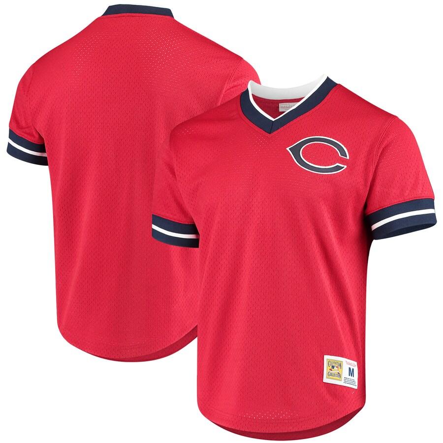 Men's Red Mesh V-Neck Throwback Jersey