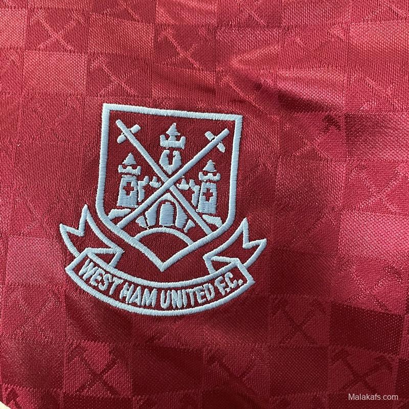 Retro 89/90 West Ham home Soccer Jersey