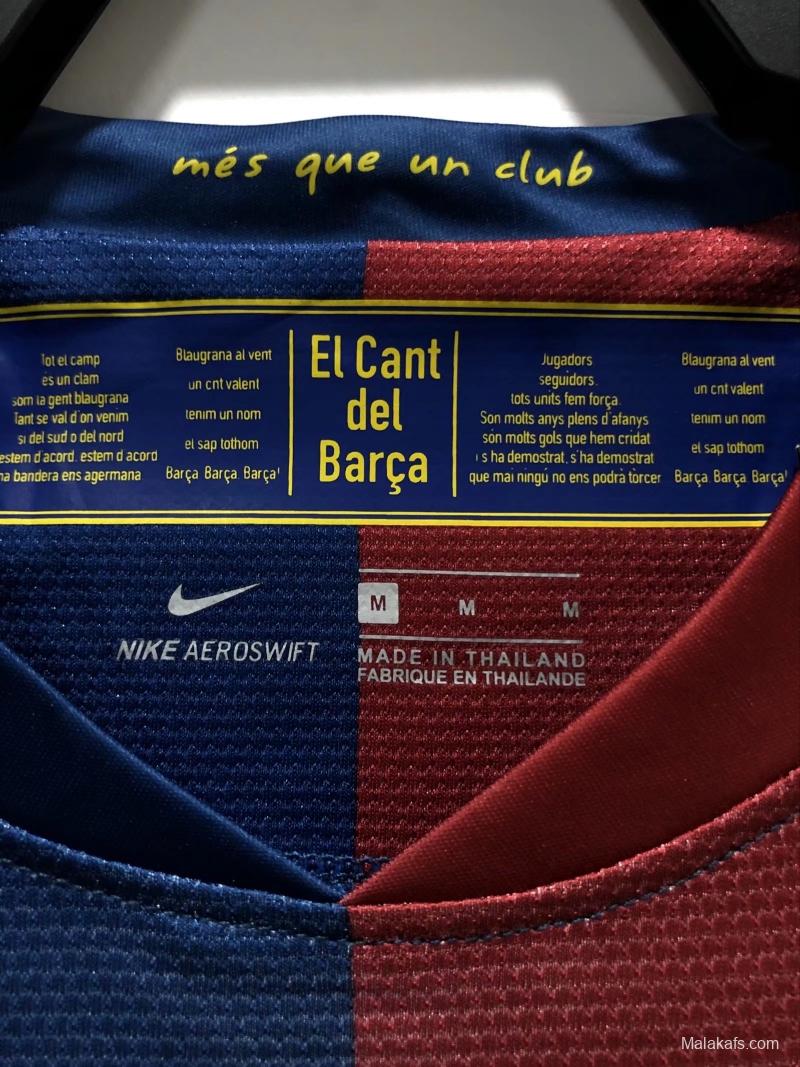 Retro 08/09 Long SLeeve Barcelona Home Champions Version Soccer Jersey