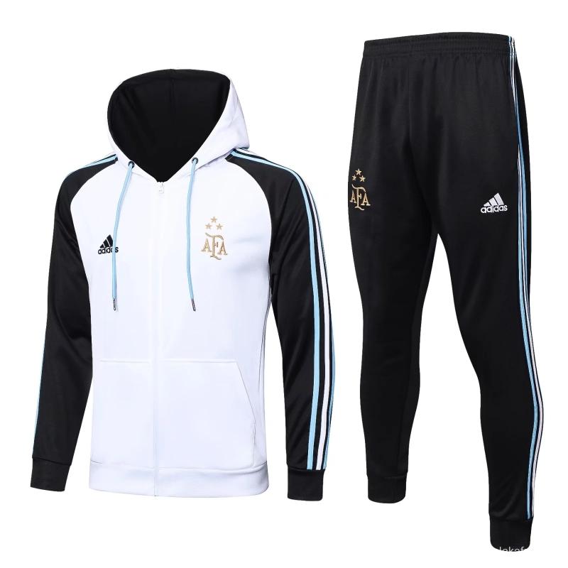 Argentina 3 estrellas - White Full Zipper Hoodie Tracksuit