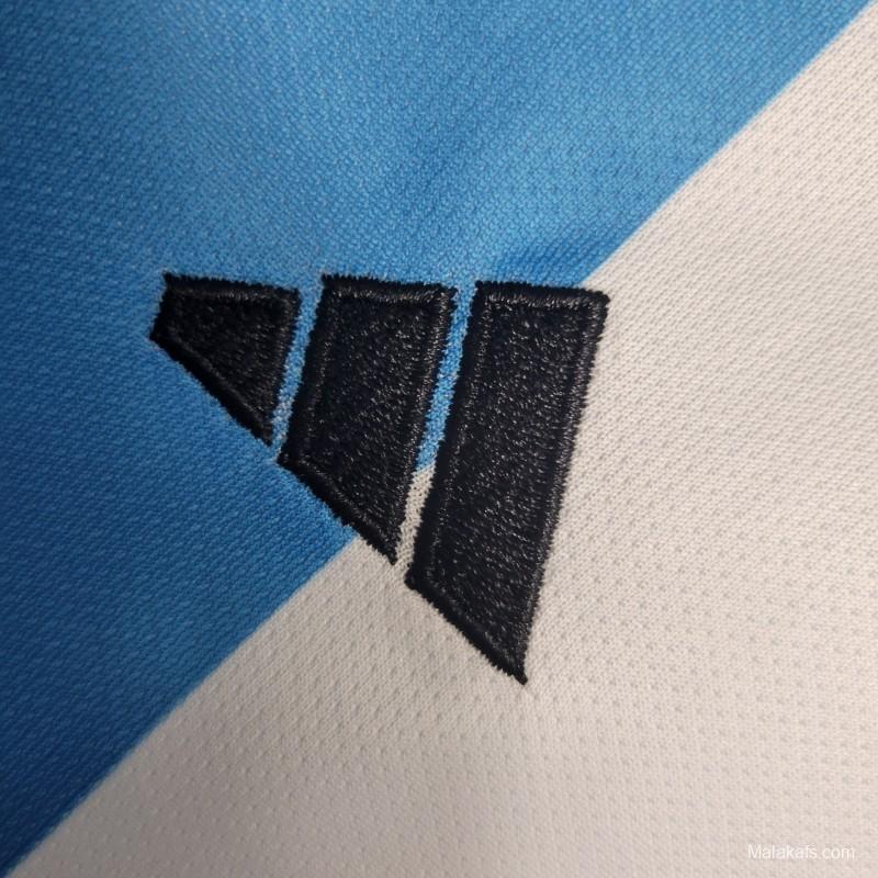 3-Stars 2023 Kids Argentina Home Jersey Size 16-28