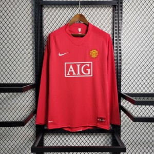 Retro Long Sleeve 07-08 Manchester United Home Premier League Jersey