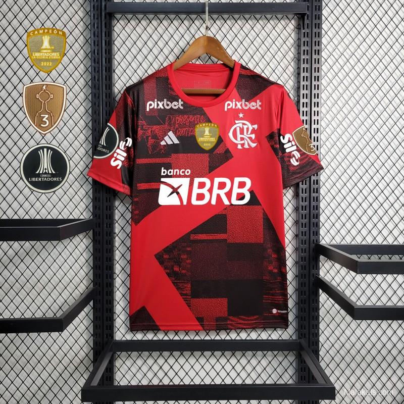 23/24 Flamengo Pre-Match Red Jersey+ All Sponsors