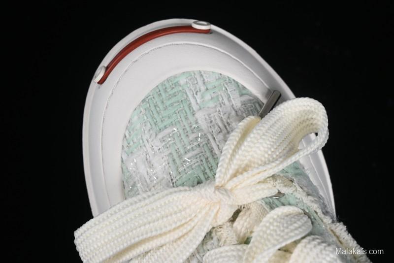 SMILEREPUBLIC Mint Manbo Light Blue Checkered Open Smile Platform Canvas Shoes - G.D4