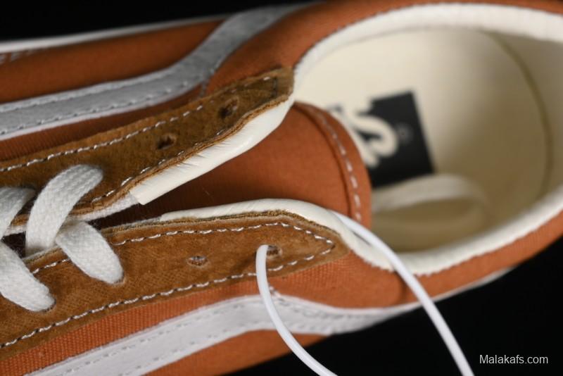 Vans Old Skool Reissue 136 High-End Series Round Toe Orange Canvas Vulcanized Shoes - VN000MT6BKQ
