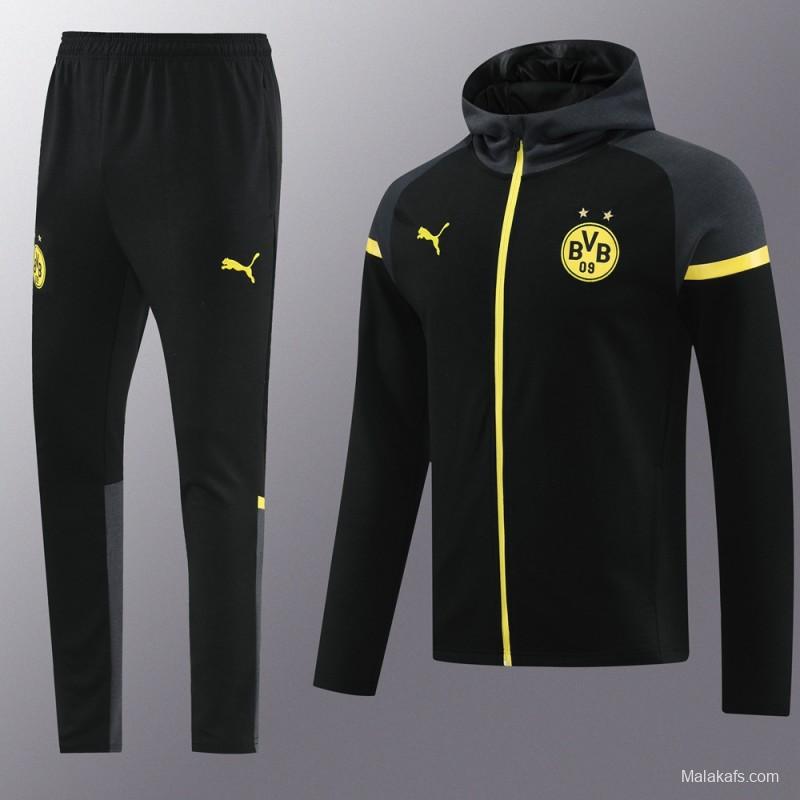 24/25 Borussia Dortmund Black Hoddie Full Zipper Jacket +Long Pants