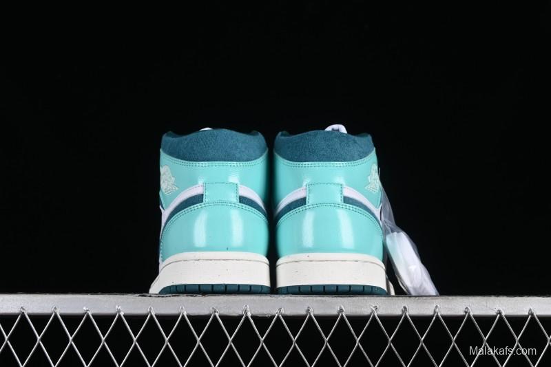Nike Air Jordan 1 Mid "Bleached Turquoise" Casual Sneakers - DZ3745-300