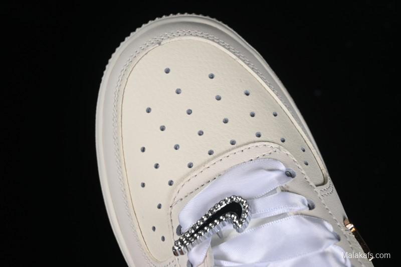 Nike Air Force 1 '07 Low Casual Sneakers in Romantic Pink-Purple with Diamond Chain Accessories - FV1122-333