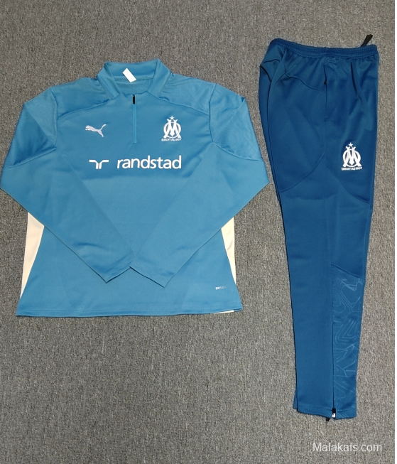 24/25 Kids Olympique Marseille Lake Green Half Zipper Jacket+Long Pants