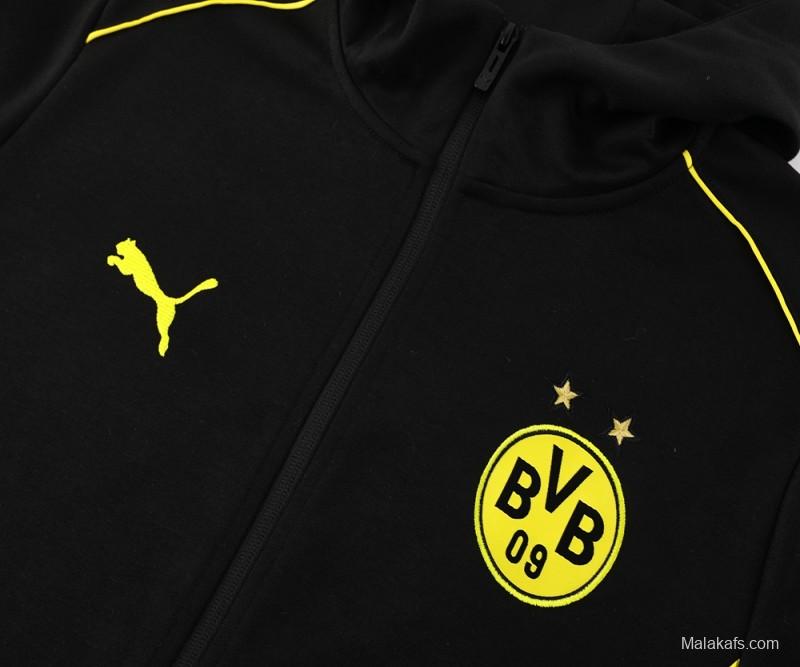 24/25 Borussia Dortmund Black Hoodie Full Zipper Jacket +Long Pants