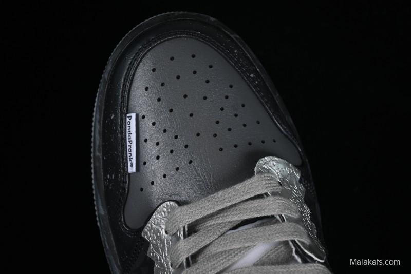 Nike Air Jordan 1 Low AJ1 Panda Prank Modern Gray Silver Black Low-top Casual Sneakers - 553560-053