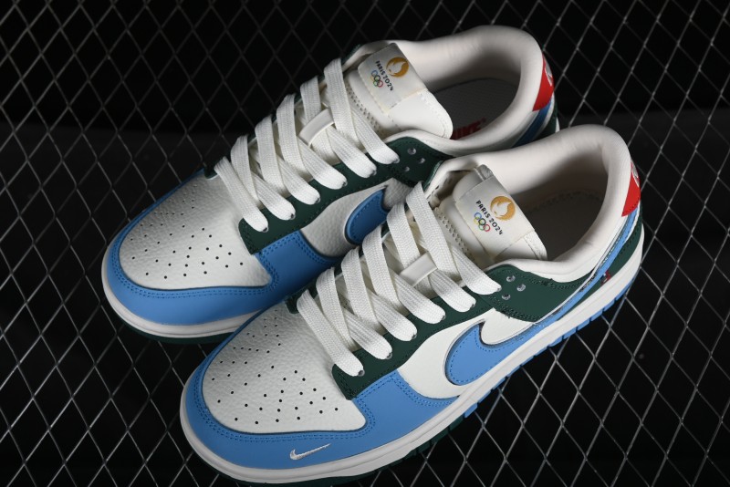 Nike SB Dunk Low Paris Olympics Limited Edition - Blue Green Color Blocking Low-Top Casual Skate Shoes - JH8310-952