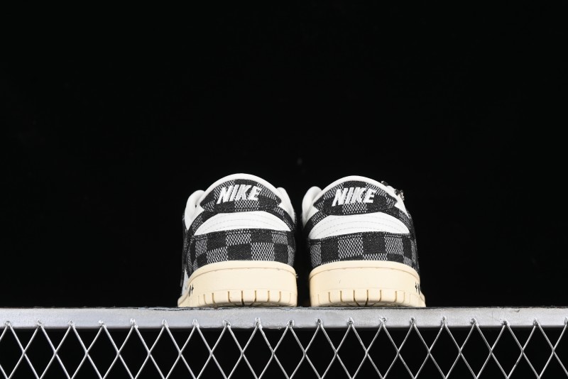 Nike SB Dunk Low LV Collaboration - Black Checkerboard Anniversary Custom Low-Top Casual Skate Shoes - XB3802-353