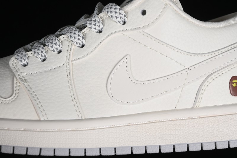Nike Air Jordan 1 Low BAPE Collaboration - White Grey Basketball Shoes - WG8850-003