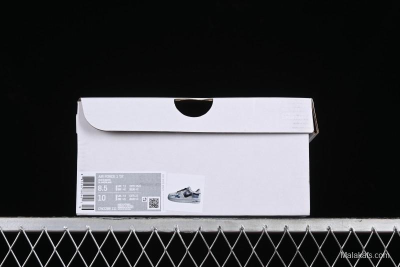 Nike Air Force 1 '07 Low Casual Sneakers with Two-Tone Shadow Swoosh and Custom Anime Art - CW2288-111