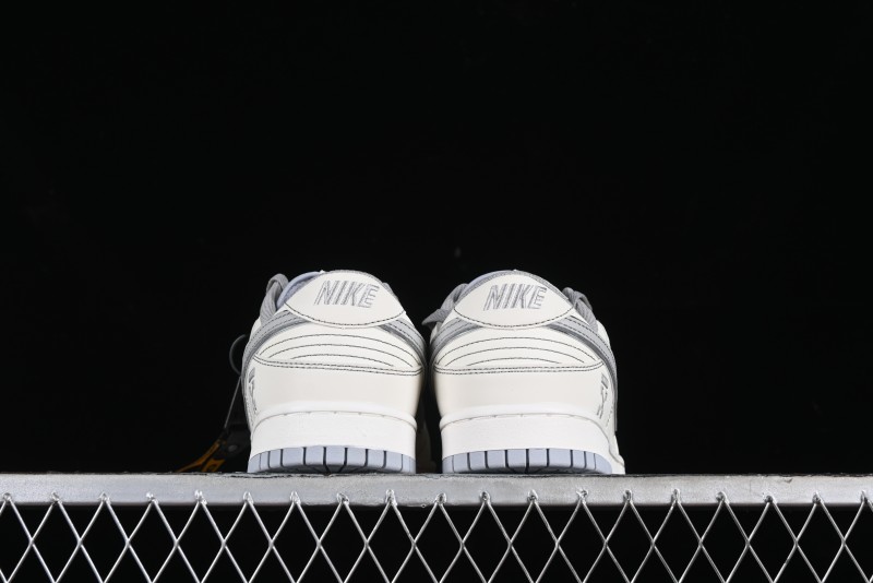 Nike SB Dunk Low OFF-WHITE Collaboration - Light Beige Grey Check Anniversary High-End Custom Low-Top Casual Sneakers - DJ2024-001