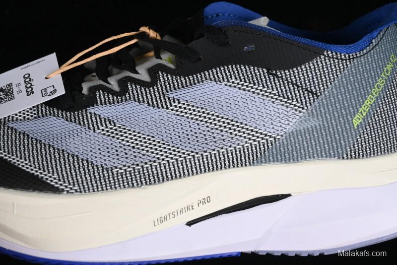 Adidas Adizero Boston 12 M Running Shoes Lightweight Breathable Low-Top with ENERGYROD Carbon Plate - IE8494