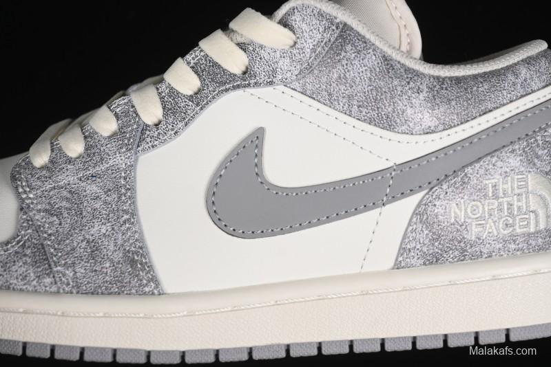 Nike Air Jordan 1 Low AJ1 The North Face Collaboration - Rock Gray High-End Custom Retro Basketball Shoes DC2024-023
