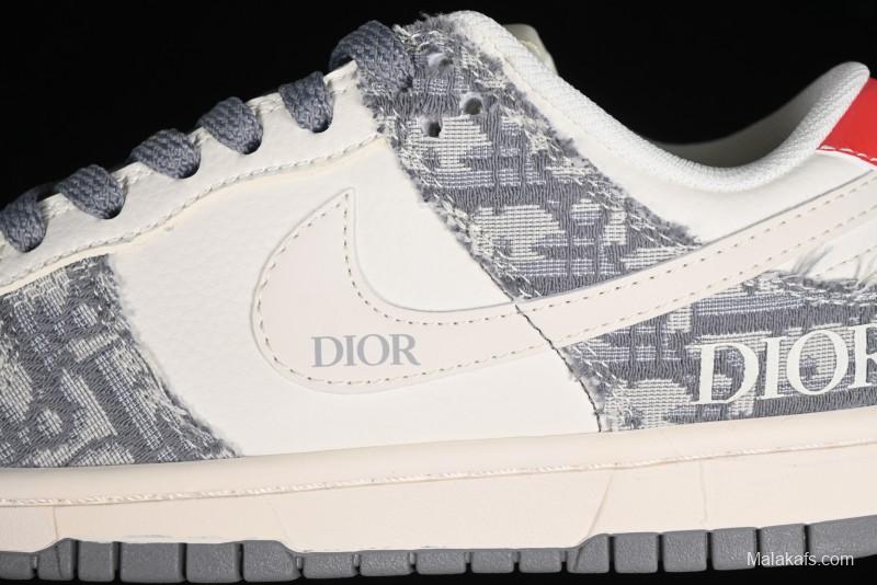Nike SB Dunk Low Dior Collaboration - Suede Gray Anniversary High-End Custom Low-Top Casual Skate Shoes - XY1688-004