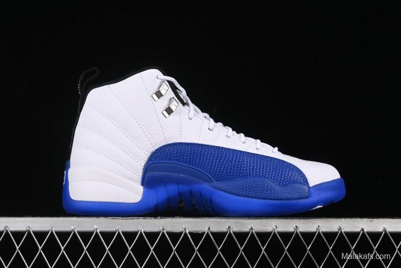 Nike Air Jordan 12 Retro Basketball Shoes in White Blue - CT8013-140