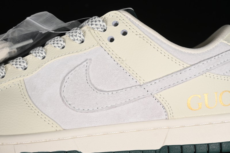 Nike SB Dunk Low Gucci Collaboration - Beige with Yellow Swoosh Anniversary High-End Custom Low-Top Casual Sneakers - DQ1098-390