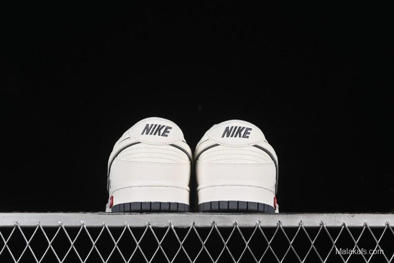 Nike SB Dunk Low Supreme Collaboration - Beige Grey Swoosh Anniversary Customized Low-Top Casual Skate Shoes - DJ2024-014