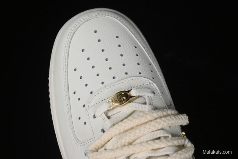 Nike Air Force 1 '07 Low Beige Deconstructed Swoosh Casual Sneakers - FX3654-111