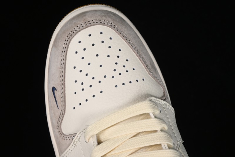 Nike Air Jordan 1 Low AJ1 The North Face Collaboration - White Grey Brown Custom High-End Basketball Shoes - LJ6688-001