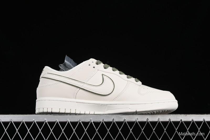 Nike SB Dunk Low Supreme Collaboration - Off-White Green Check Anniversary Customized Low-Top Casual Skate Shoes - DQ1098-391