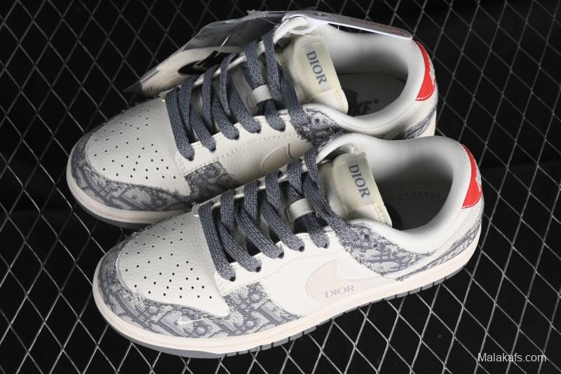 Nike SB Dunk Low Dior Collaboration - Suede Gray Anniversary High-End Custom Low-Top Casual Skate Shoes - XY1688-004