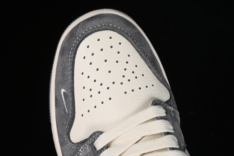 Nike Air Jordan 1 Low AJ1 Stussy Collaboration - Grey Pigskin Custom Low-Top Basketball Shoes - SJ9950-010