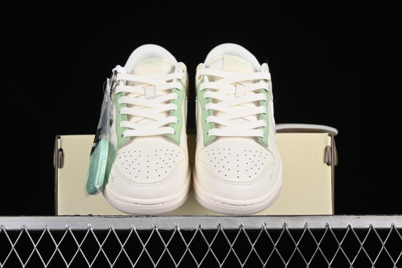 Nike SB Dunk Low Stussy Collaboration - Cream Apple Green Anniversary Custom Low-Top Casual Skate Shoes - XY1688-006