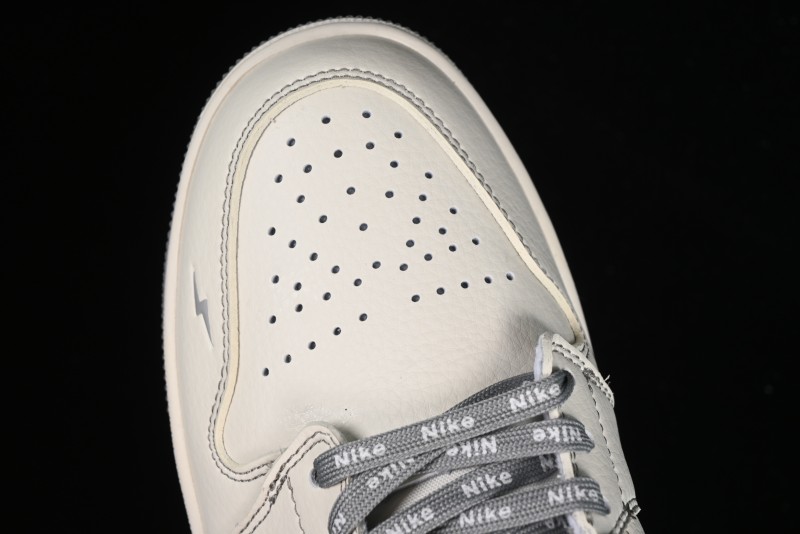 Nike Air Jordan 1 Low AJ1 Lightning Collaboration - Off White Grey Anniversary Custom Edition Low-Top Casual Sneakers - CF3688-020