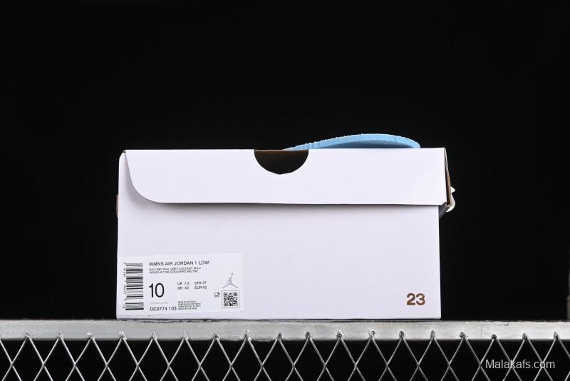 Nike Air Jordan 1 Low Casual Sneakers in White-Grey - FQ7687-300