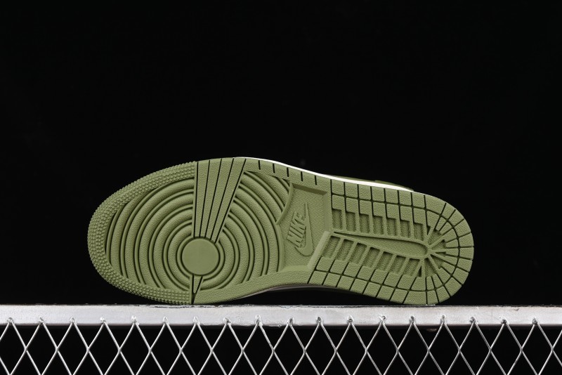 Nike Travis Scott x Fragment Design x Air Jordan 1 Low OG SP AJ1 Retro Sneakers in Sail Military Green - DM6688-602