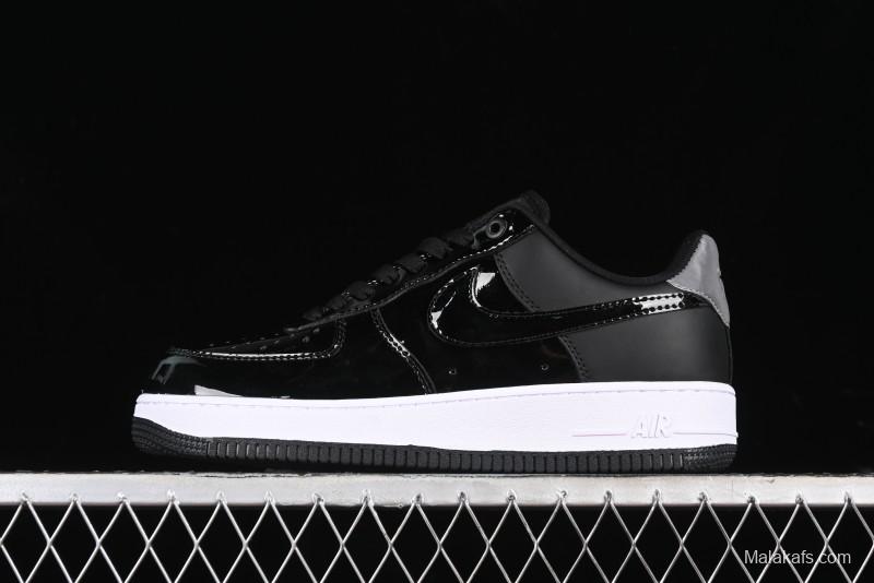 Nike Air Force 1 '07 Low Patent Leather All Black Casual Sneakers - AH6827-001
