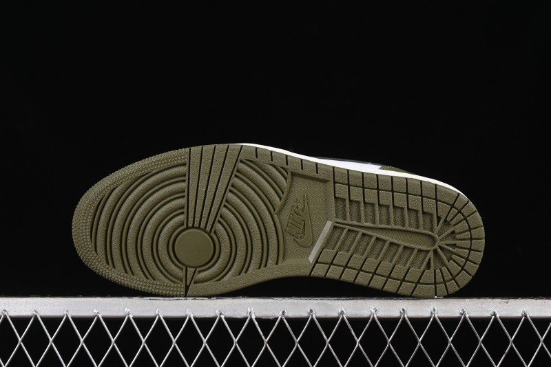 Nike Air Jordan 1 Low "Medium Olive" Retro Casual Sneakers - 553558-092