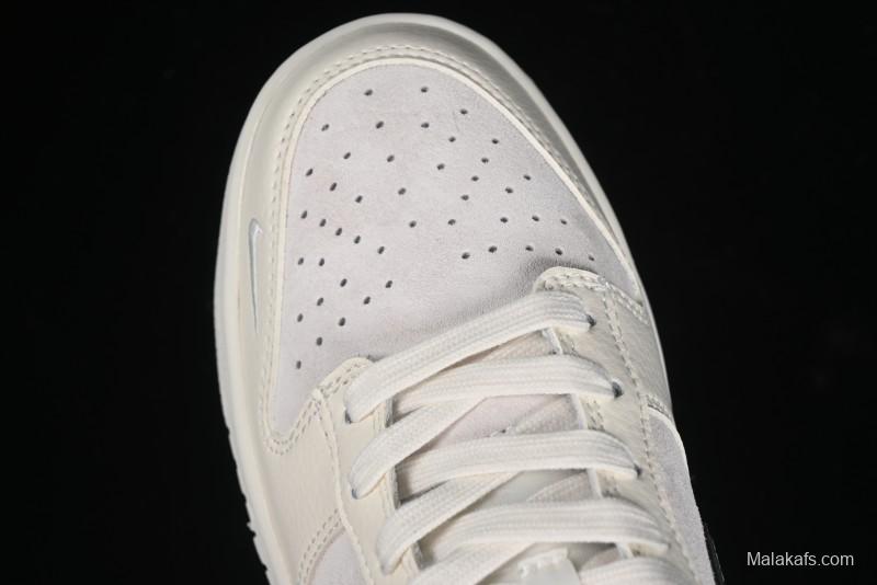 Nike SB Dunk Low Supreme x Stussy Triple Collaboration - Beige Silver Swoosh Anniversary Custom Low-Top Casual Skate Shoes - KK1333-005