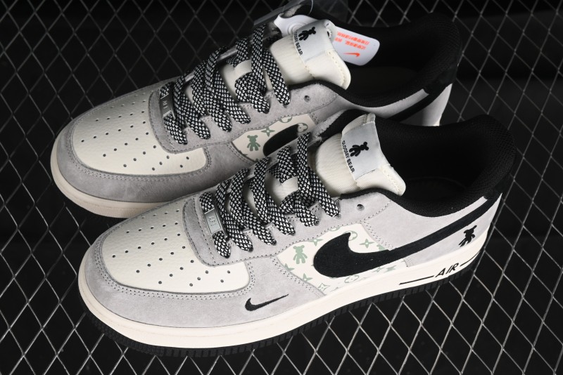 Nike Air Force 1 '07 Low Violent Bear Collaboration - Grey Black Print Low-Top Casual Sneakers - SJ9188-002
