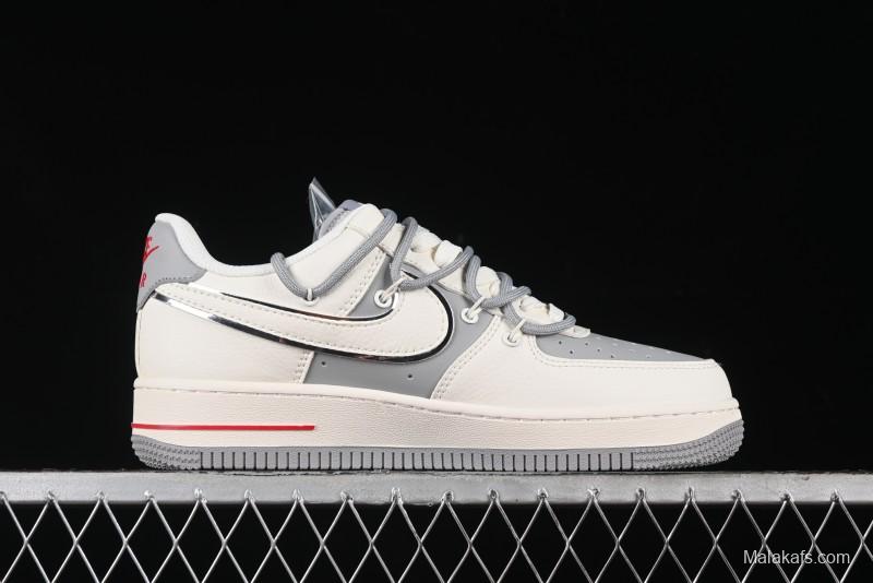 Nike Air Force 1 '07 Low UN Collaboration - Beige Silver Trim Lace-Up Casual Sneakers - SJ1198-500