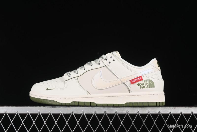 Nike SB Dunk Low Supreme The North Face Collaboration - Beige Green Reflective Swoosh Anniversary Custom Edition Low-Top Casual Skate Shoes - XX2025-638