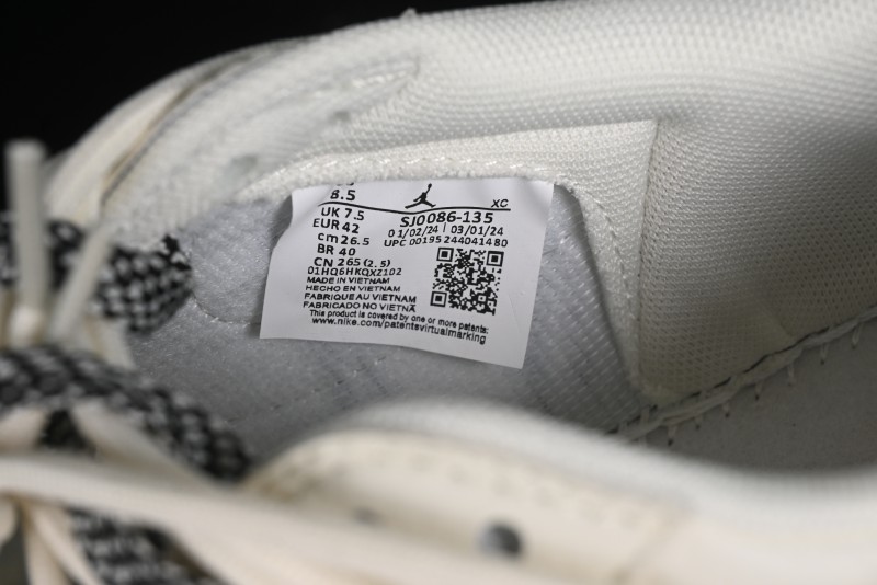 Nike Travis Scott x Fragment Design x Air Jordan 1 Low OG SP AJ1 Black Logo Drawstring Low-Top Casual Sneakers - SJ0086-135