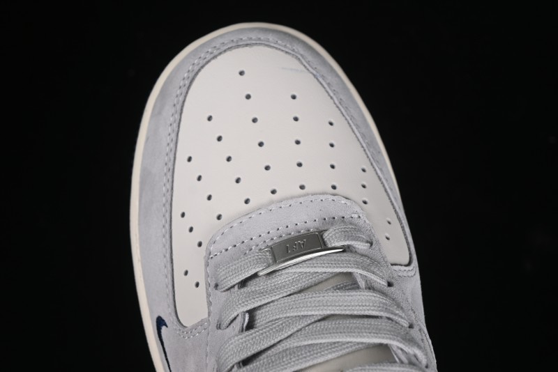 Nike Air Force 1 '07 Low Stussy Collaboration - Grey Pigskin Blue Sole Low-Top Casual Sneakers - XZ3318-028