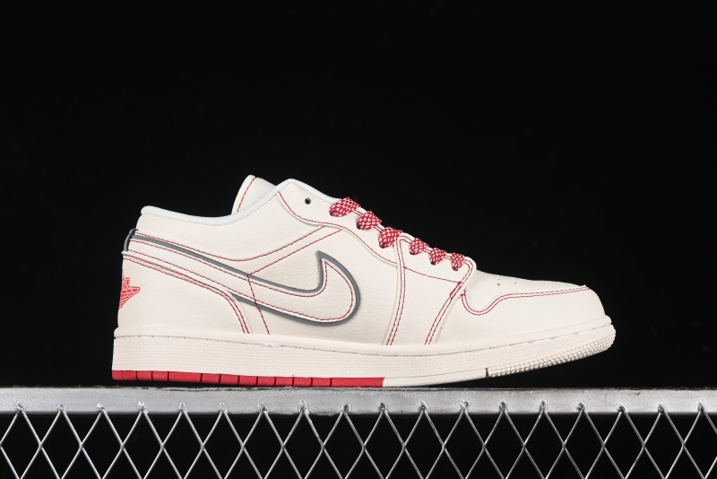 Nike Air Jordan 1 Low AJ1 Supreme Collaboration - Red Rabbit Retro Basketball Shoes - SJ9950-025