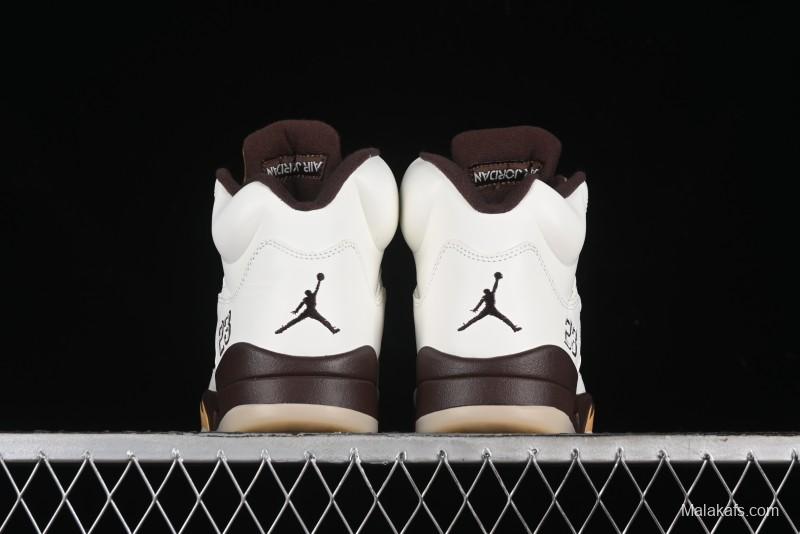 Nike Air Jordan 5 Retro Basketball Shoes in White/Tan - DD9336-200