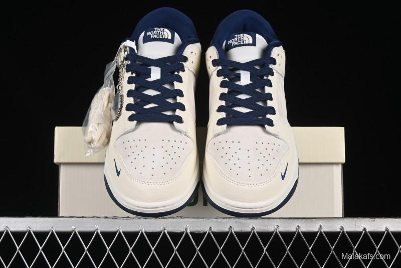 Nike SB Dunk Low The North Face Collaboration - Grey Pigskin White Swoosh Anniversary Custom Low-Top Casual Skate Shoes - KK1333-006