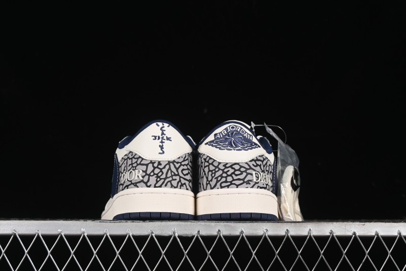 Nike Travis Scott x Fragment Design x Air Jordan 1 Low OG SP AJ1 Retro Sneakers with Stone Pattern - CF3688-029