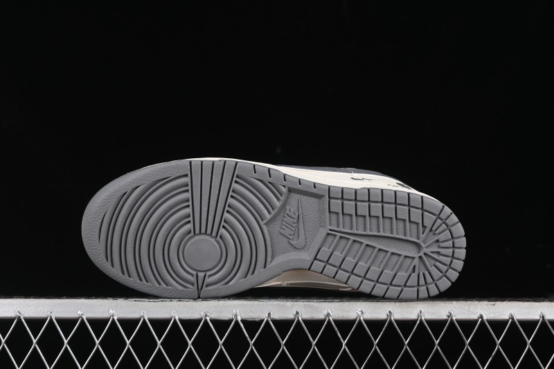 Nike SB Dunk Low Carhartt Collaboration - Off White Grey Swoosh Anniversary Custom Low-Top Casual Skate Shoes - SJ1089-006